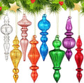 Mifoci 8 Pcs 6 Inch Mercury Glass Finial Christmas Ornaments Hanging Christmas Finials Glass Ornaments Assorted Mercury Decor for Vintage Holiday Xmas Tree Decoration(Mixed Color)