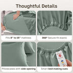 California Design Den Split King Sheet Set - 100% Cotton, 600 Thread Count, Breathable Luxury King Size Sheets for Adjustable Bed, Luxury Hotel-Quality Sheets, Soft Sateen (Sage Green - Cool Tone)