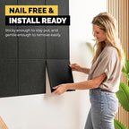WALLHERO Vision Board - Large Cork Board for Walls 59" x 36", Black Bulletin Board | 15 Pack Felt Wall Tiles | Cork Boards for Office Pin Board Tack Board Cork Boards