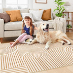 Lahome Abstract Bedroom Rugs, Soft Washable Area Rugs 4x6 Non Slip Rainbow, Ultra-Thin Orange Throw Carpet for Entryway Kitchen Living Room, Orange