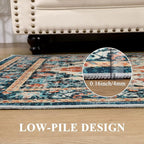 U'Artlines Boho Vintage Area Rug 8x10 Machine Washable Low Pile Soft Floor Carpet Non Slip Non Shedding Accent Rug for Living Room Bedroom Entryway Dining Room Office Orange/Multi