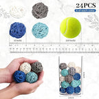 DomeStar 24PCS Blue Decorative Balls for Bowl Centerpiece, 2 Inch Rattan Balls Bowl Fillers Decor - Wicker Twig Orbs Spheres, Wedding Home Vase Table Decor