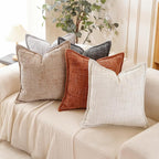 HPUK Fall Chenille Soft Throw Pillow Covers 18x18 Set of 2, Accent Cushion Covers for Living Room, Bedroom, Decorative Solid Color Pillow Covers for Couch, Sofa, Chair, White