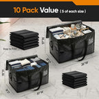 HOLDN’ STORAGE 10-Pack Moving Bags, Extra Large Storage Totes with Zipper Lids, Heavy-Duty Reusable for Clothes, Bedding, Books, Mixed 30 & 45 Gallon (5 Each)