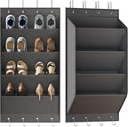 WVM Over The Door Shoe Organizer with Large Deep Pockets, Hanging Closet Shoe Rack for Large Shoes, Boots, Multifunctional Entryway Door Hanger with Hooks