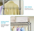 IZEUK Heavy Duty Rolling Garment Rack Wire Clothes Rack for Hanging Clothes (Chrome, 3 Tier with 2 Rod, 29.5" W x 15.7" D x 75" H)