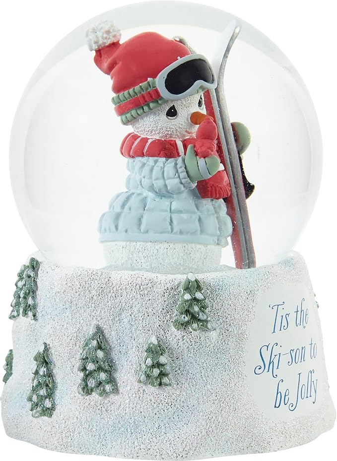 Precious Moments ‘Tis The Ski-Son to Be Jolly Annual Snowman Musical Snow Globe – Resin & Glass Holiday Keepsake – 231103