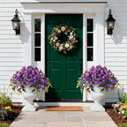 Artificial Flowers for Outdoor, 2 Bundles UV Resistant Fake Plants Decoration Realistic Faux Silk Flowers No Fade Plastic Flowers for Outside Planters Home Porch Patio Yard Garden Decor