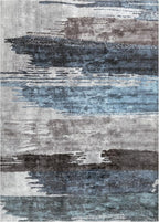 Ciicool Modern Abstract Deep Blue Gray Rug for Living Room, 8'x10' Machine Washable Area Rug Non-Slip Rug, Low-Pile Contemporary Indoor Dining Floor Carpet for Bedroom Office Under Table Home Decor