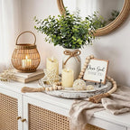 Rustic Modern Farmhouse Decor Set of 7 for Your Living Room, Kitchen Counter, Home or Table Centerpieces Room Decor, Wood Round Decorative Tray Gifts for Women Men (White)