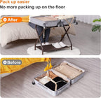 Heybly Luggage Rack for Guest Room, Pack of 2, Steel Folding Suitcase Stand with Storage Shelf for Bedroom, Hotel, Foldable Steel Frame, Guest Room 26.2" L x 14.4" W x 20.5" H, Brown HLR004Z2