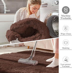 OLANLY 6x6 Area Rugs for Living Room Bedroom, Machine Washable Soft Fluffy Shaggy Bedside Rug, Indoor Floor Carpet for Kids Girls and Boys, Dorms, Nursery Rooms, Home Decor Aesthetic, Coffee