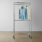 Amazon Basics Adjustable Clothes Rack for Handing, Double Hanging Rod Garment Rolling Closet Clothing Organizer, Chrome, 36'' x 14'' x 72''