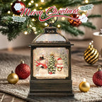 Christmas Snow Globe Lantern with Snowmen 8 Music Songs & 6H Timer Water Snow Globe Lantern USB & Battery Operated for Christmas Festival Decorations Gifts (Two Snowmen)