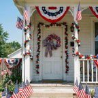 Retrowavy 16 Inch Patriotic Wreath with Bow, 4th of July Wreaths for Front Door Red White and Blue Wreath for 250th Anniversary Memorial Day Independence Day Porch Farmhouse Holiday Decor Vintage