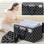 HomeHacks Heavy Duty Moving Bags with Tag Pockets, Collapsible Storage Totes for Moving, Camping & Travel -Foldable Packing Boxes, Zipper Handles, Black（10 Packs, 125L）