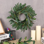 8 Pcs Artificial Green Olive Wreaths Greenery Wreath with Olive Leaves Mini Green Kitchen Cabinet Wreaths Swag Spring Summer Wreath for Front Door Porch Wall Window Farmhouse Wedding Decoration