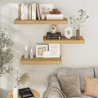 Venusmiles Floating Shelves for Wall, 30" W x 12" D x 2" H, 2 Pack of Long Wall Mounted Engineered Wood Shelves with Invisible Brackets for Living Room, Bedroom, Bathroom, Kitchen Decor, Oak