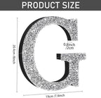 Qunclay 8'' Silver Crystal Diamond Bling Letters Crushed Diamond Decoration Wooden Glitter Letter with Screw and Hooks Rhinestone Gift for Wedding Y2k Mcbling Bedroom Wall Decor (Letter G)