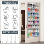 40 Large Mesh Pocket Over the Door Shoe Organizer,Hanging Shoe Rack for Door,Hualleko Shoes Organizer Hanger with Large Capacity, Shoes Storage Holder Sturdy Non-woven Fabric - Stores 20 Pairs (White)
