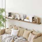 BAMEOS Floating Shelves,40 in W x 8in D Wall Mounted Wooden Shelves with Invisible Brackets Set of 2, Hanging Wall Shelves Decoration for Bedroom, Bathroom, Living Room and Kitchen