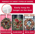 ESFUN Black Wreath Hanger for Front Door, Metal Wreath Hooks Holder Over The Door Wreath Hanger for Hanging Christmas Decorations Xmas Decor (2 Pack-White, 12 Inch)