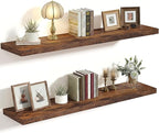 Vivelove 10 Inch Deep Floating Shelves 36 inch Long, 36 x 10 Wide Wall Shelves with Invisible Brackets, for Bedroom Bathroom Living Room Kitchen Office, Farmhouse Home Decor, Set of 2, Rustic Brown
