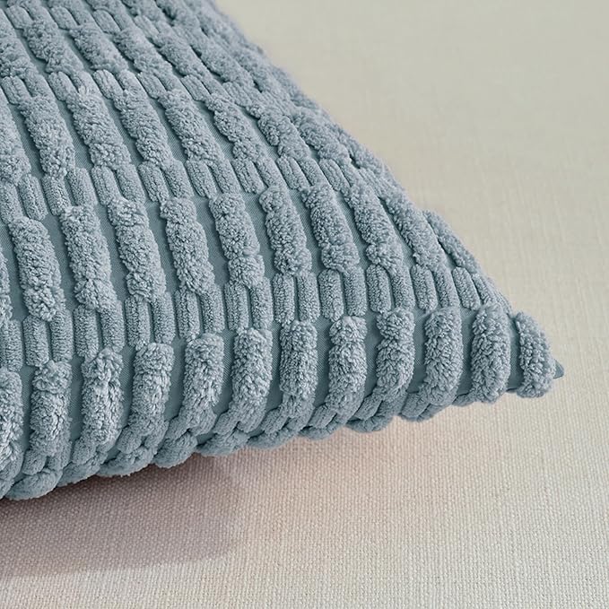 Fancy Homi 4 Packs Decorative Throw Pillow Covers for Living Room Couch Bed, Modern Farmhouse Boho Home Décor Accent Cushion Case, 14" x 14", Light Blue