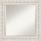 Amanti Art White Wall Mirror 26x26 Opera Off White Square Bathroom Mirror for Wall Decor Living Room, Medium Traditional Wood Frame, Hangs Horizonally and Vertically, Bathroom Decor, Beveled Edge