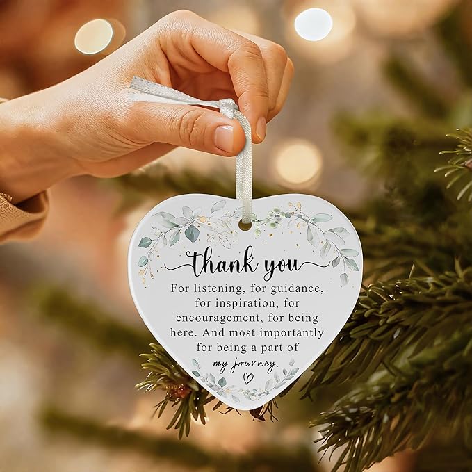 Thank You Gifts for Women, Coworkers, Ornaments fot Friendship Gift, Ceramic Heart Shape Appreciation Gift for Employee, Teacher, Car Hanging Ornaments, Car Charm, Mirror Accessories