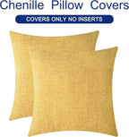 CaliTime Throw Pillow Covers Decorative 16 X 16 Inches Pack of 2 Cozy Soft Chenille Cushion Cases for Couch Sofa Bed Living Room Home Gold