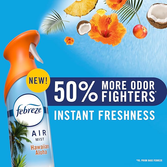 Febreze Air Mist, Air Freshener Spray, Odor Fighting Room Spray, Deodorizer for Home Bathroom Kitchen Office Apartment Dorm Room Classroom, Kitchen Base Mix, 8.1oz, 3ct