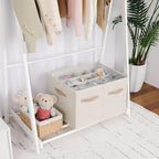 Shoe Organizer for Closet, Foldable Shoe Box with Adjustable Dividers and Clear Cover, Space Saving Shoe Storage Organizer Cabinet with Reinforced Handles, Fits 16 Pairs, Beige TP09Y