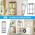 Ulif E10 Clothes Rack（With Stretchable Hanger Rod）Freestanding Clothing Racks for Hanging Clothes，Adjustable Closet Organizer System，Portable Garment Rack 73-97"W x 15" D x 72" H，Max Load 800LBS，Black