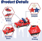 4th of July Truck Decorations - Farmhouse Metal Truck Car Decor with Stars Decorations, Patriotic Centerpieces for Tables - Lndependence Day Memorial Day Red White and Blue Tiered Tray Decor