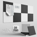 TSJOFFICE Large Cork Board for Wall - 48" x 24" Bulletin Board with 30 Pushpins for Office Decor, Pin Board 8 Pack Felt Tiles with Safe Removable Adhesive Tabs, Corkboard for Home - Black & White