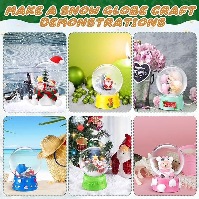 Mifoci 12 Pcs 4 Inch Empty Snow Globe Clear Fillable Water Globe with Screw Off Cap Empty Valentines Day Plastic Snow Case for DIY Crafts Home Decoration Display Plant
