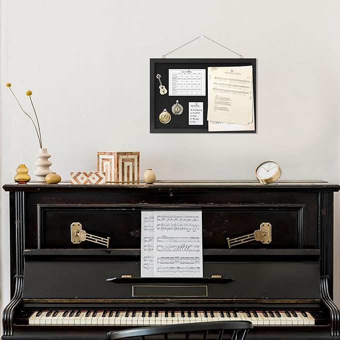 DAHAPYBOO Cork Board with Linen Black,Bulletin Board 17"x12" .Corkboards for Office Home School Message Board or Vision Board Decoration.