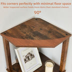 YUFAM 4-Tier Corner Shelf with Sturdy 5-Leg Base, Wooden Corner Bookshelf for Small Spaces, Corner Standing Shelf for Living Room, Bedroom, Office, Brown