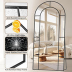 Antok 71" x 32" Full Length Mirror, Floor Mirror Arched Window Decorative Mirror, Metal Framed Decor Farmhouse Floor Mirrors Art Pane Mirrors Wall Decor for Bedroom, Living Room, Entryway Bronwn