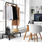 Simple Houseware 30 Inch Narrow Freestanding Garment Rack with Storage Shelf – Slim & Space-Saving Closet Organizer, Black