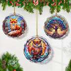 Stained Glass Owl Ornament - Christmas Tree Decor, Gift Exchange Present