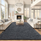 OLANLY 8x8 Machine Washable Large Area Rugs for Living Room, Bedroom, Soft Fluffy Shaggy Bedside Rug, Indoor Floor Carpet for Kids Girls and Boys, Dorms, Nursery, Home Decor Aesthetic, Grey