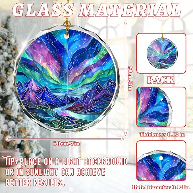 Northern Lights Stained Glass Ornament, Christmas Tree Decor, Northern Lights Ornaments for Christmas Tree, Holiday Presents, Gift Exchange