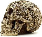 UJOY Creative Skull Flowers Sculpture 8.1'' Human Head Skeleton Statue Collectible Halloween Decoration Home Decor