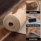 Ciicool Modern Abstract Rug for Living Room, 5'x7' Machine Washable Area Rug Non-Slip Rug, Low-Pile Contemporary Indoor Dining Floor Carpet for Bedroom Office Under Table Home Decor Brown Black