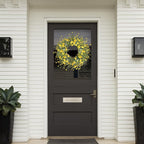 Sggvecsy Yellow Daisy Wreath 24 Inch Spring Summer Wreath Fake Silk Floral Wreath with Green Eucalyptus Leaves and Lavender for Front Door Window Wall Wedding Farmhouse Festival Decor