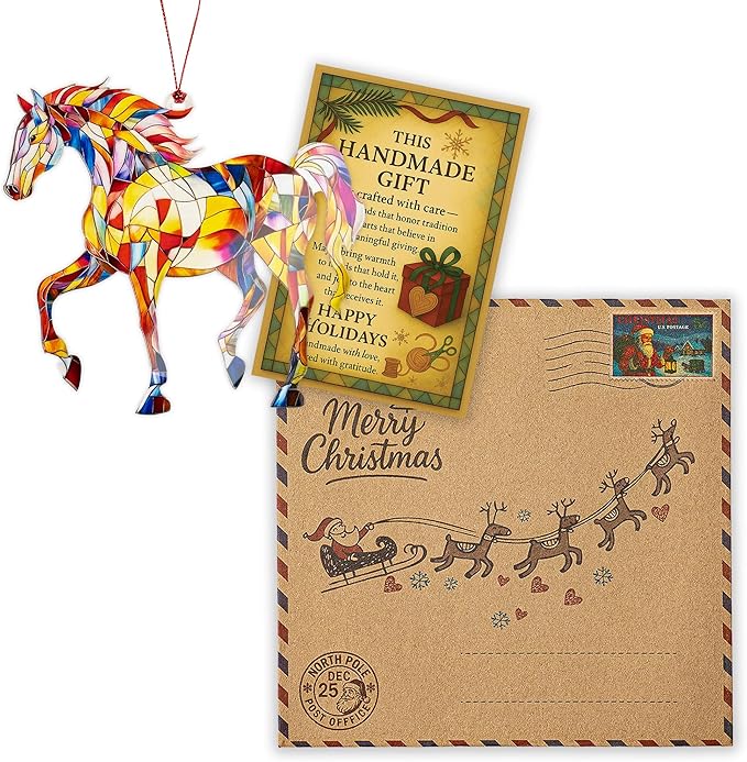 Christmas Ornaments 2026, Horse Ornament with Colorful Design, Horse Ornament for Christmas Tree, for Animal Lovers, Gifts for Horse Lovers, Artistic Tree Ornaments for Festive Decoration