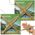Kathfly 2 Pcs St. Brigid's Wall Cross and Card Irish Gift Saint Brigid's Cross History Card Irish Blessing Gift Ireland Hanging Wall Traditional Decor for Celtic Imbolc Home(6 in,Fresh,Green)