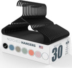 Neaties Plastic Hangers 30 Pack – Made in The USA – 6lb Capacity Standard Clothes Hangers with Notches and Reinforced Edges for Dresses, Lingerie, Shirts, Pants, and Jackets – Black